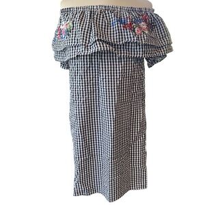 Rebellion Again dress gingham print embroidered collar peasant style Sz S NWT